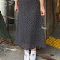 <可調整腰圍>Tulle-layered plaid skirt with ribbon